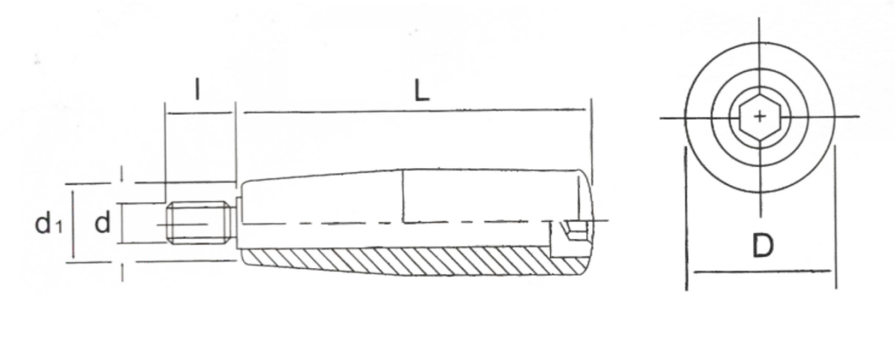 Revolving handle with threads