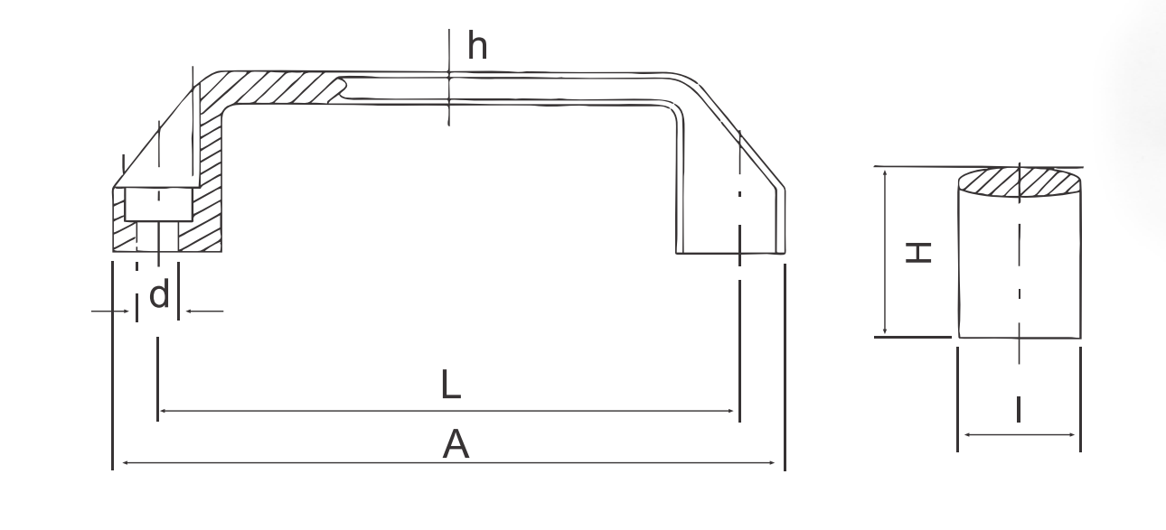 Aluminum Square Handle drawing